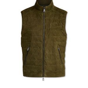 Polo Ralph Lauren Quilted Leather Suede Vest Jacket Green Men's Size S NWT $898